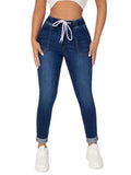 Women's Elastic Waist Ankle-Length Skinny Jeans