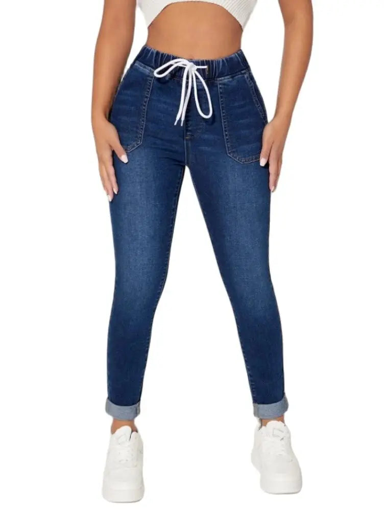 Women's Elastic Waist Ankle-Length Skinny Jeans