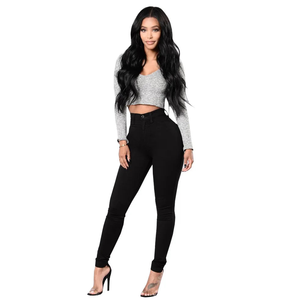 High Waist Skinny Elastic Jeans