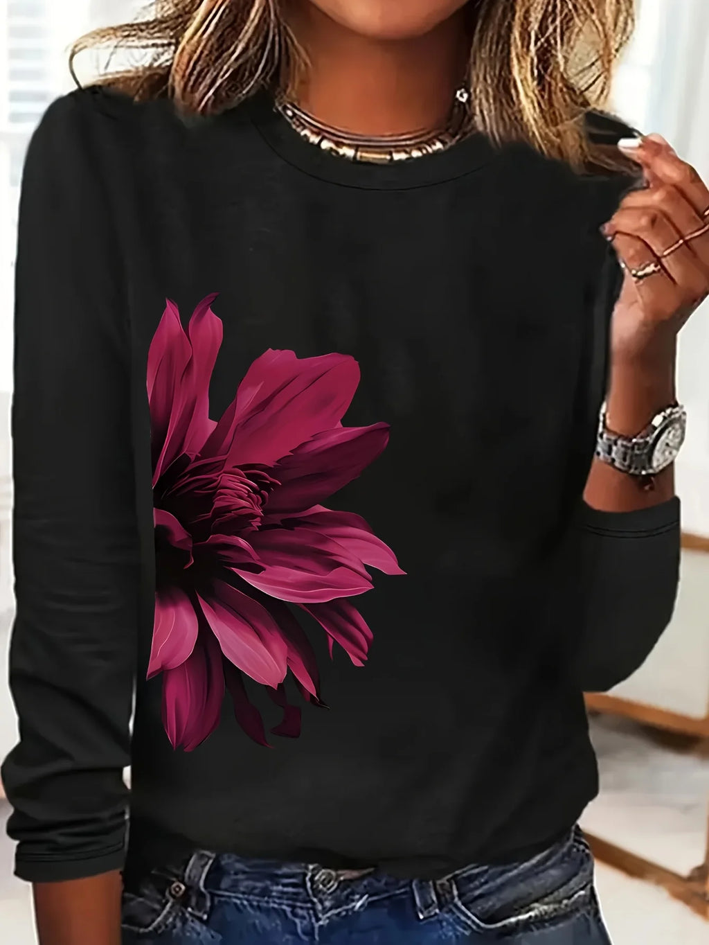 Faith Print Long Sleeve Top