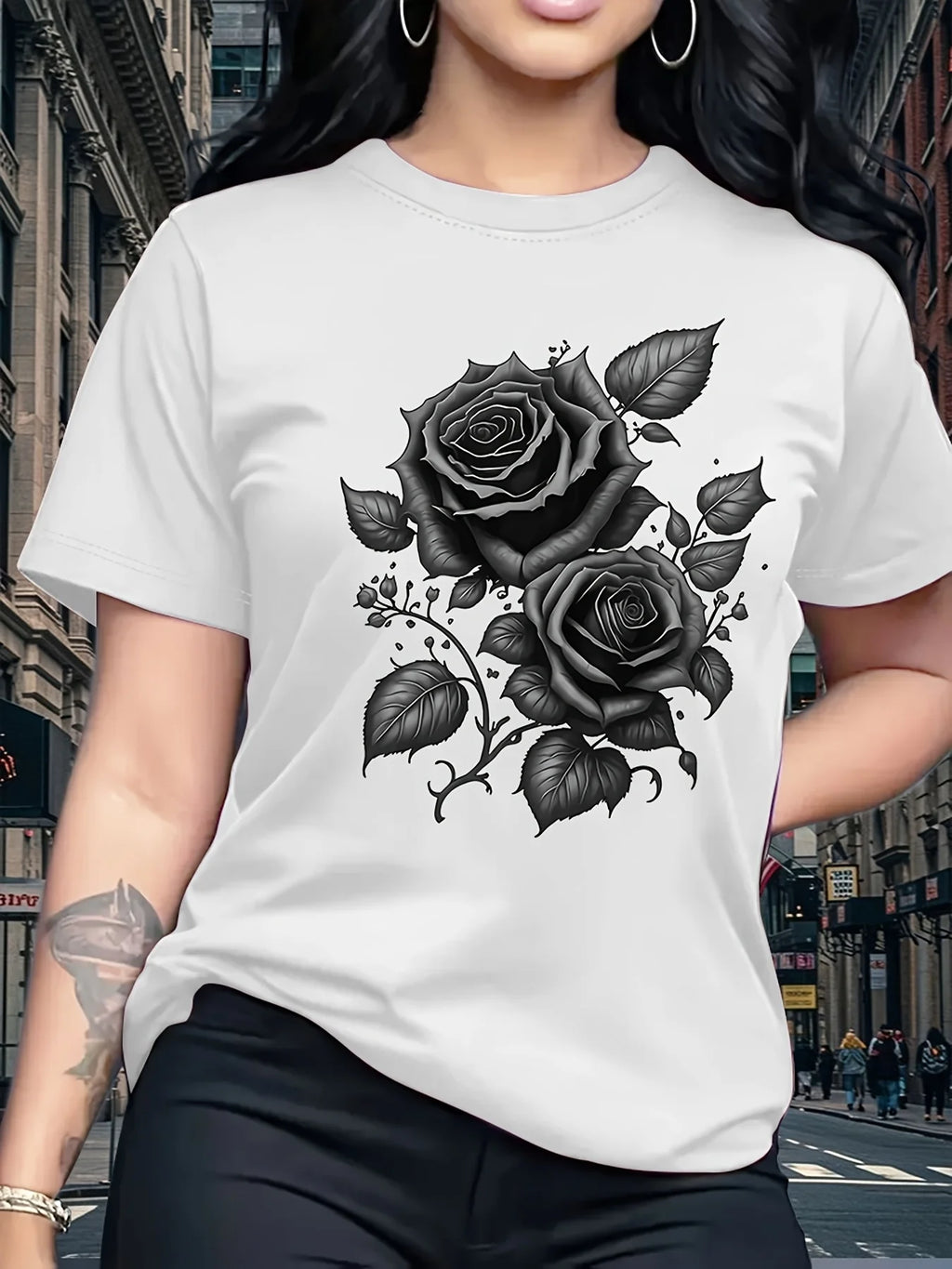 Rose Print T-Shirt