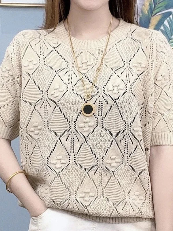 Ice Silk Hollow Knit Top