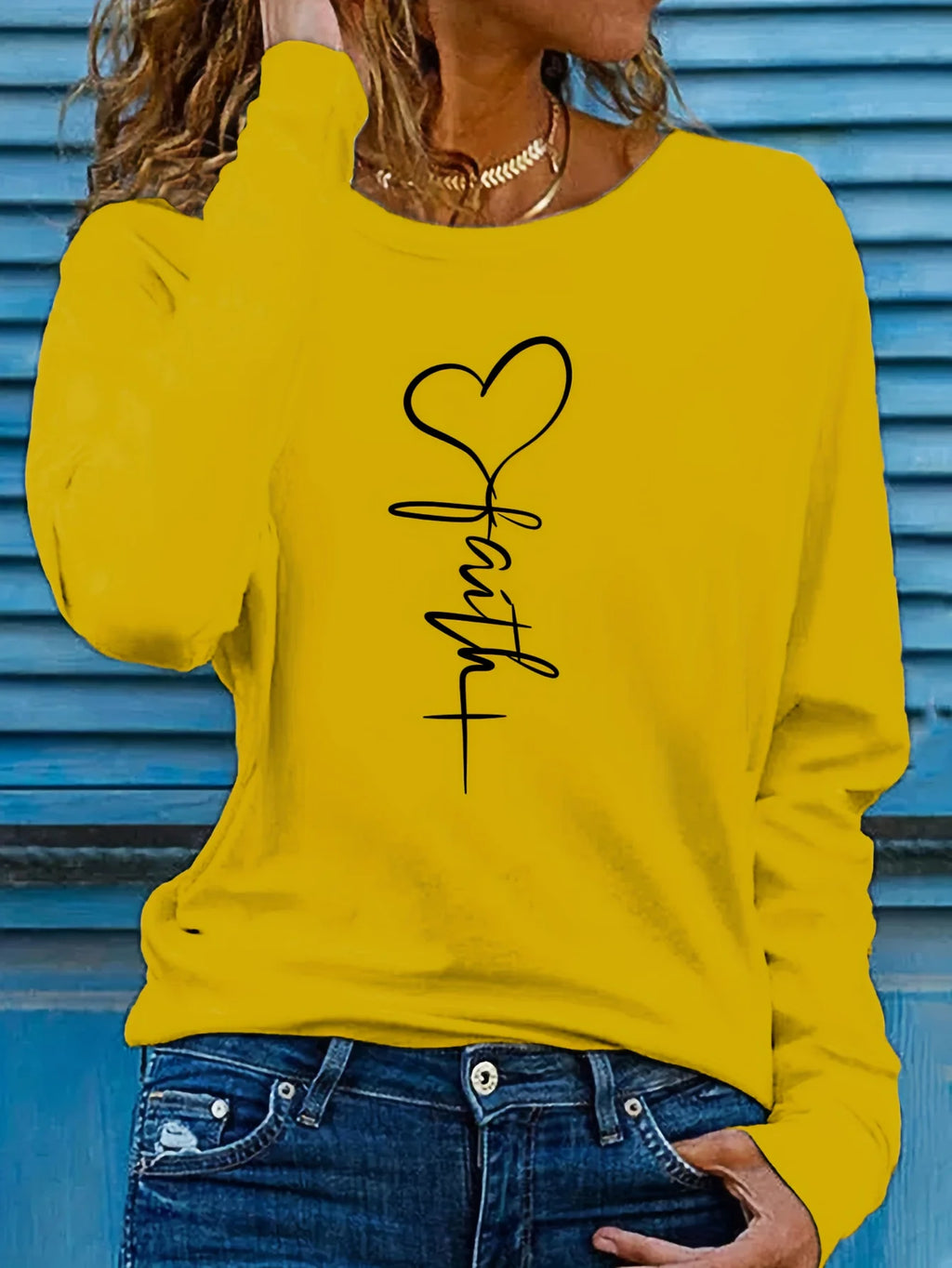 Faith Print Long Sleeve Top
