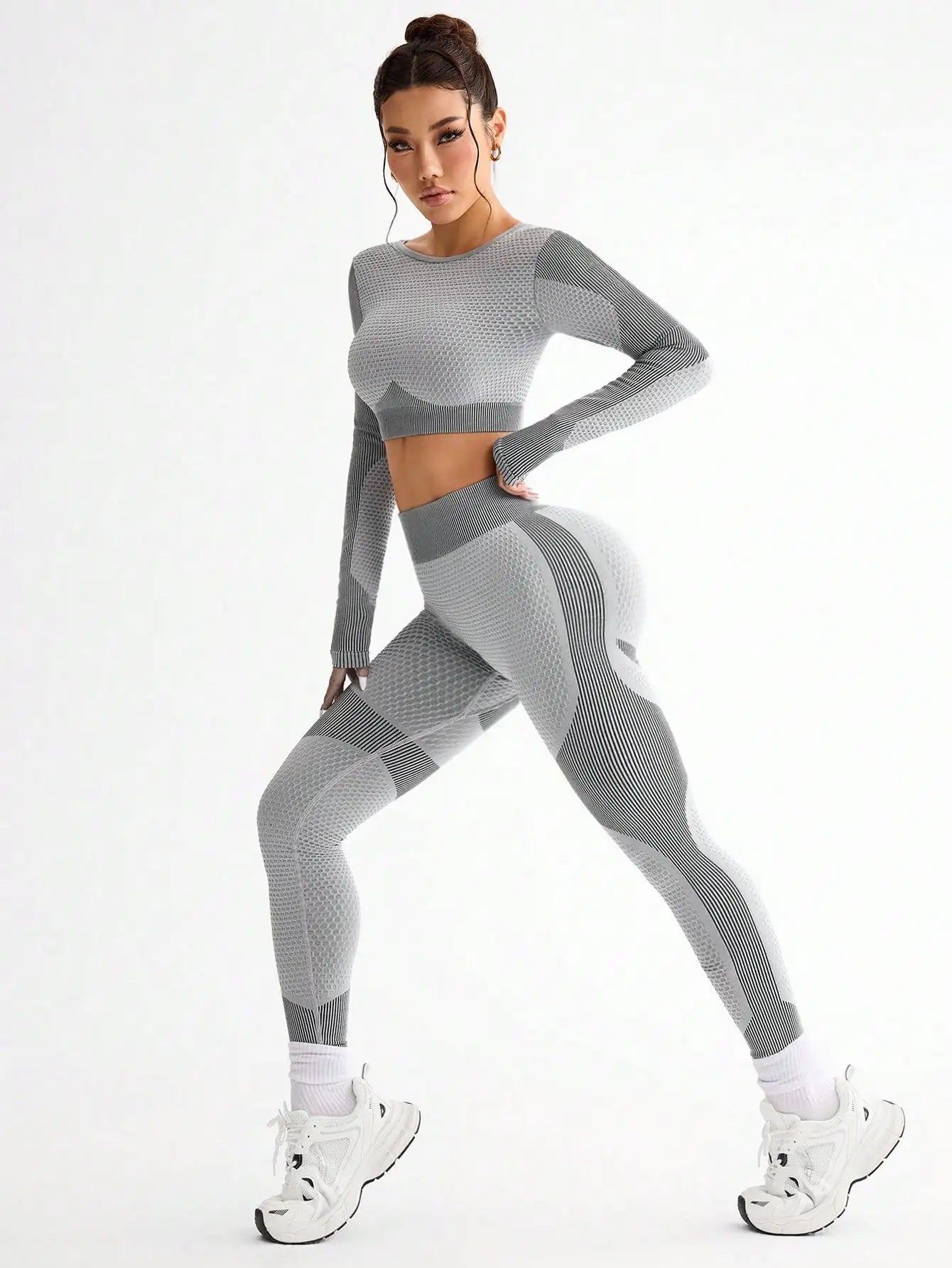 Women's 2-Piece Seamless Sports Set — Long Sleeve Top & High-Waist Leggings