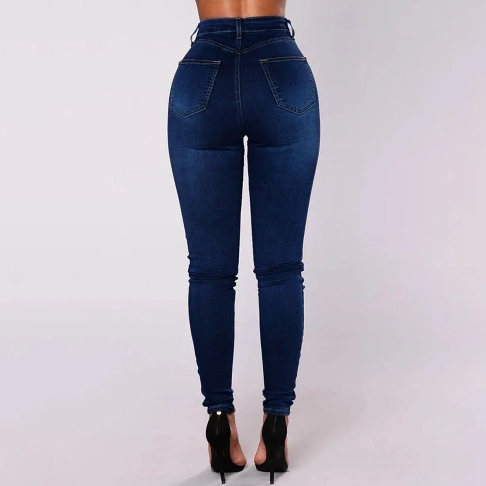 Women's High Waist Double-Breasted Multi-Button Skinny Jeans