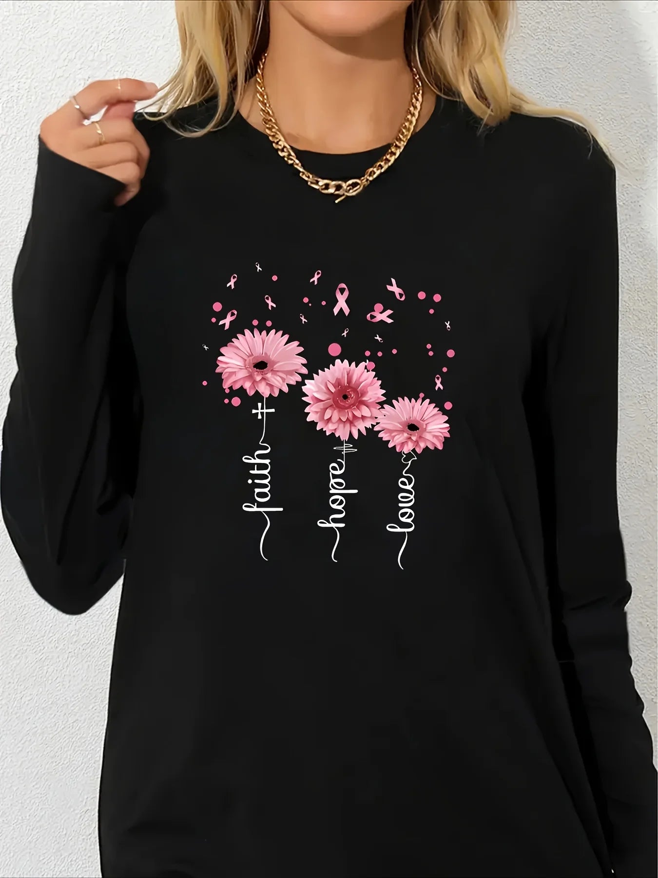 Faith Print Long Sleeve Top