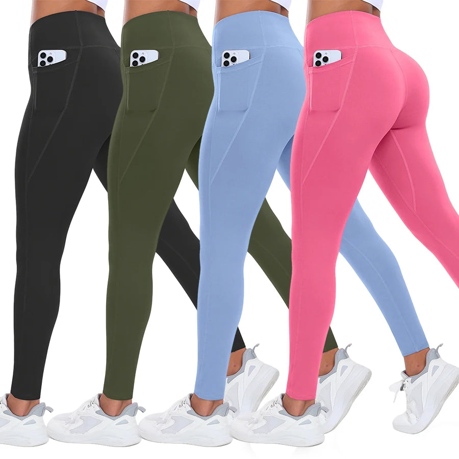 Women's High-Waist Yoga Pants with Pockets — Butt Lifting & Tummy Control