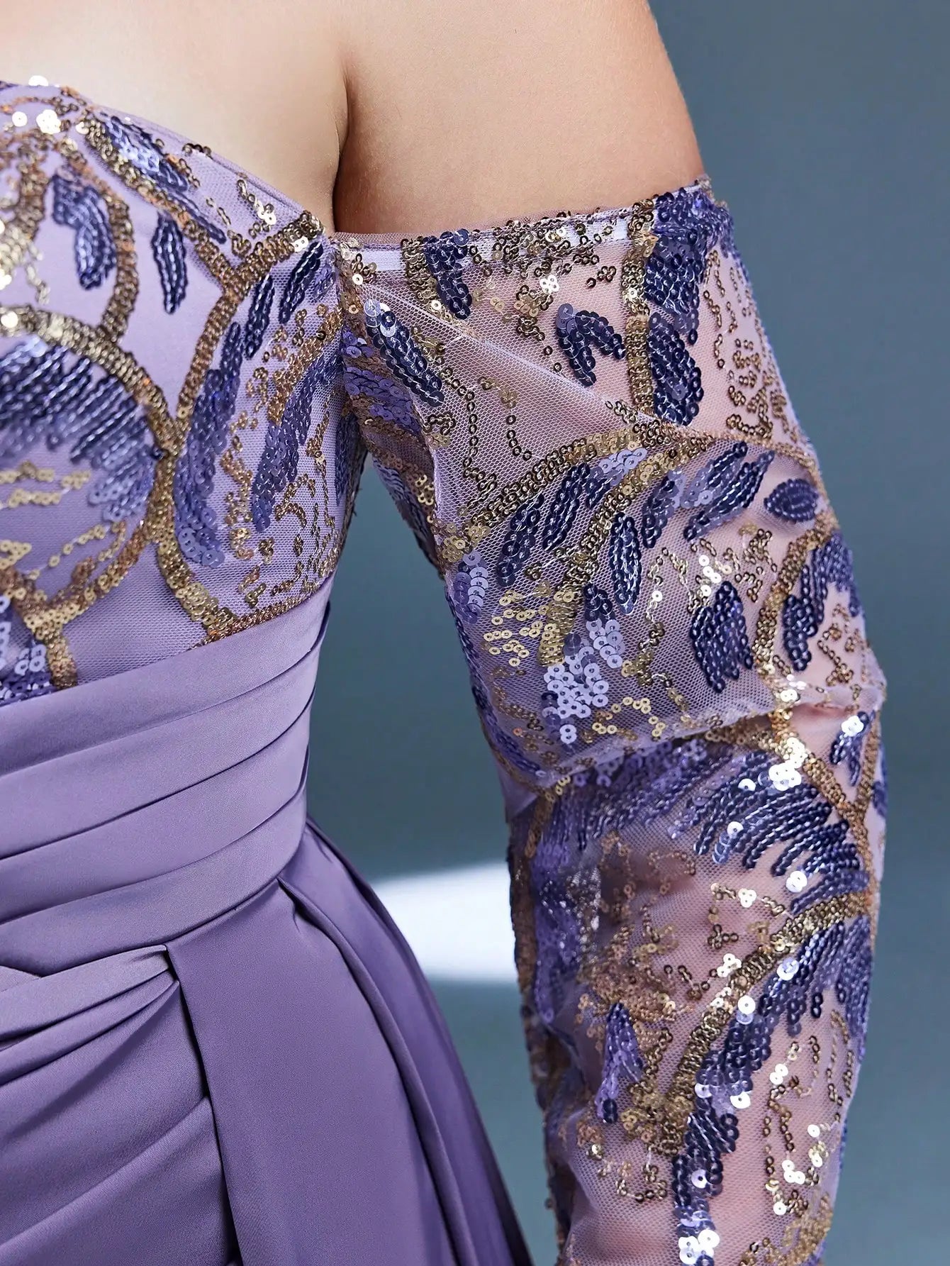 Women's Off-Shoulder Sequin Mermaid Evening Gown
