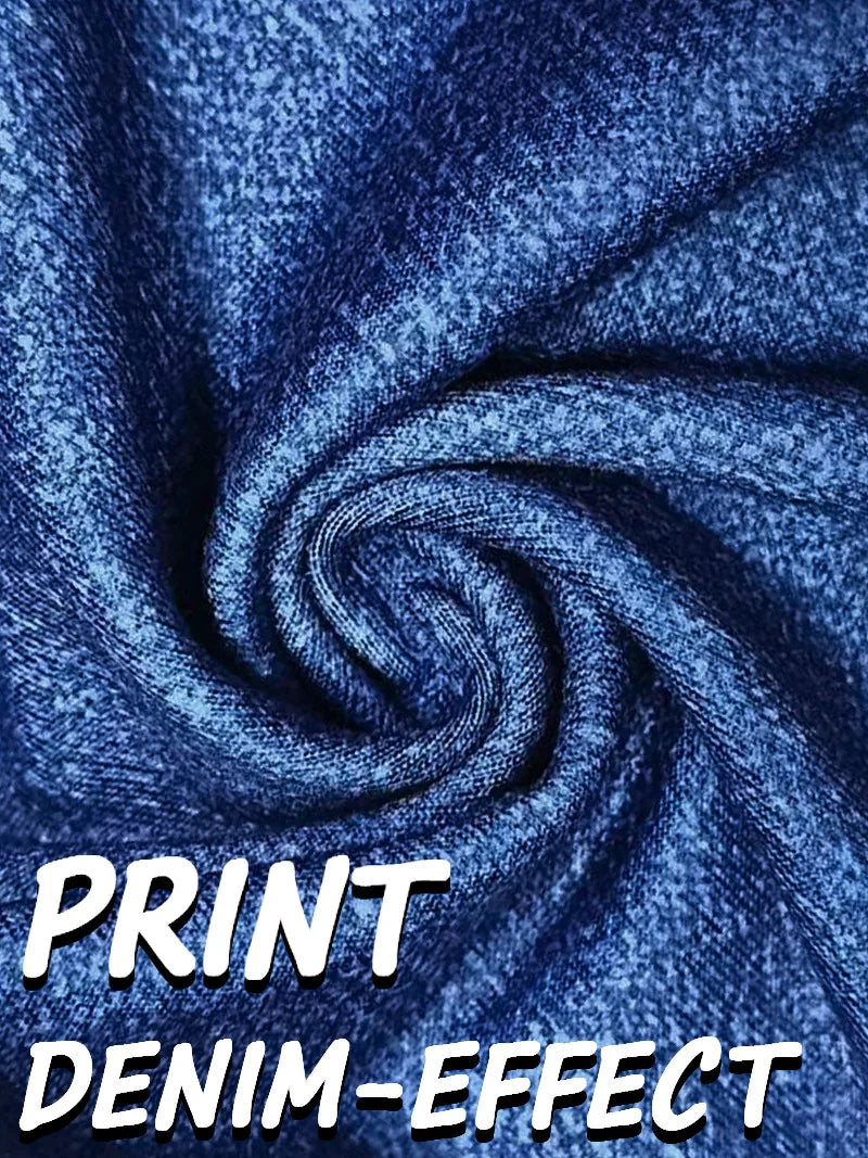 Imitation Denim Printed Leggings – All-Season Stretch Pants
