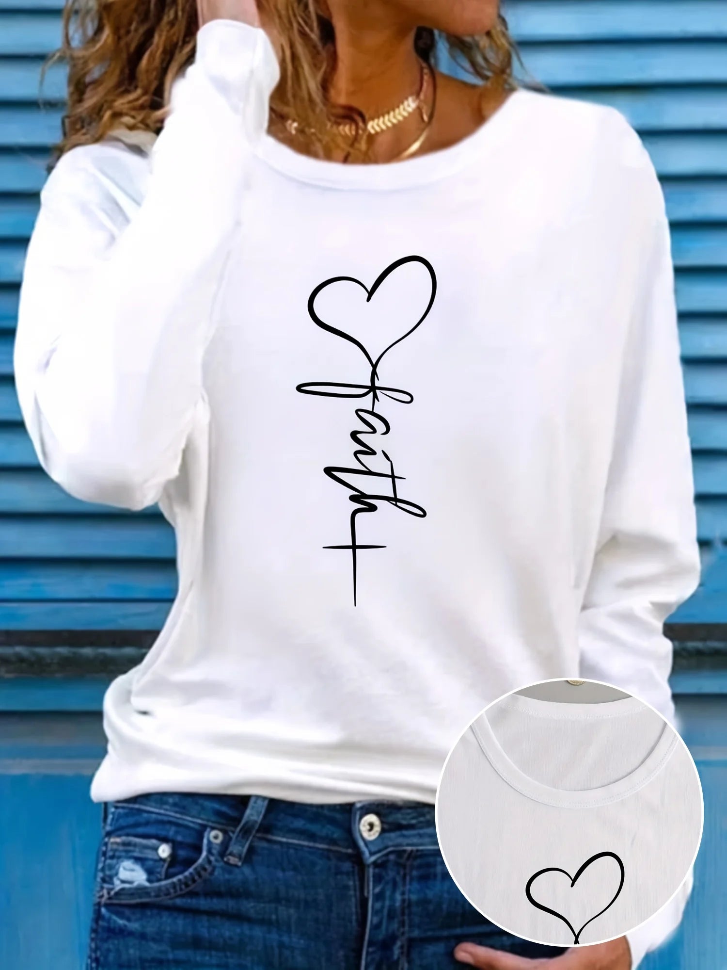 Faith Print Long Sleeve Top