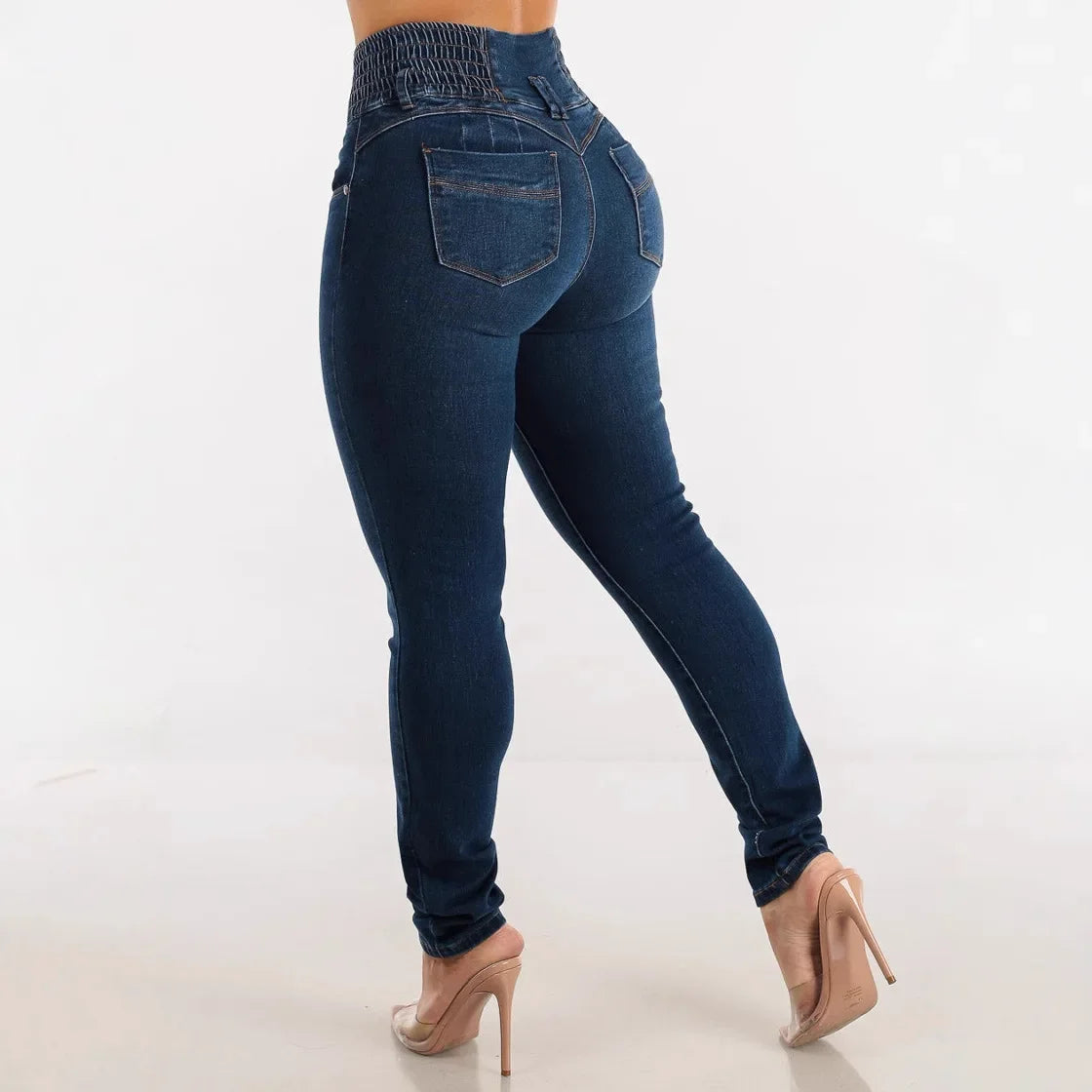 High Waist Elastic Slim Jeans