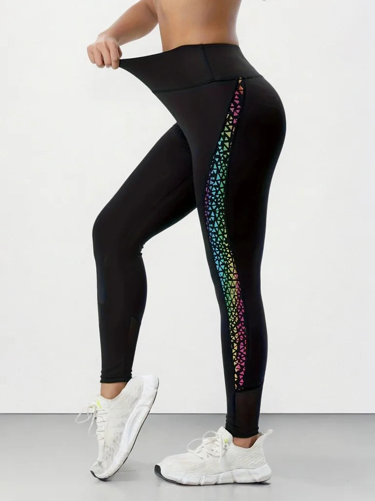 Women's High-Waist Butt-Lifting Yoga Pants with Mesh Detail