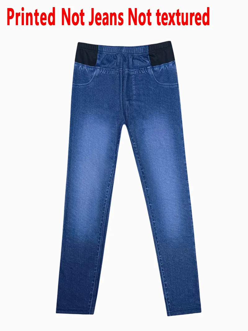 Imitation Denim Printed Leggings – All-Season Stretch Pants