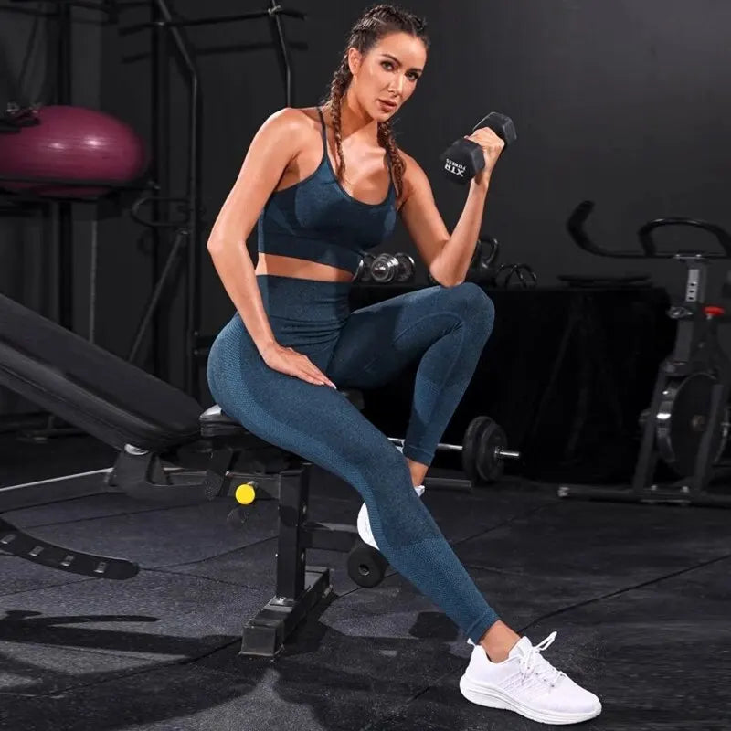 Women's Seamless 2-Piece Yoga Set & High Waist Leggings