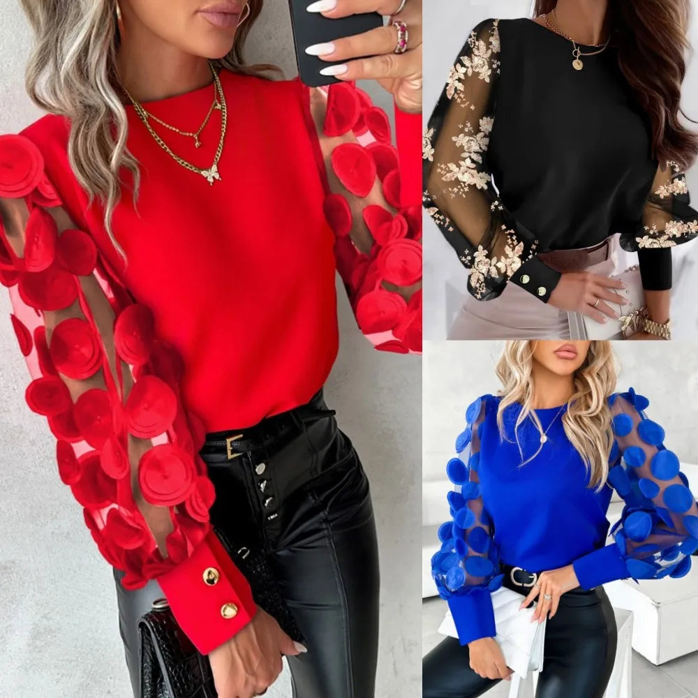 Puff Sleeve Patchwork Blouse