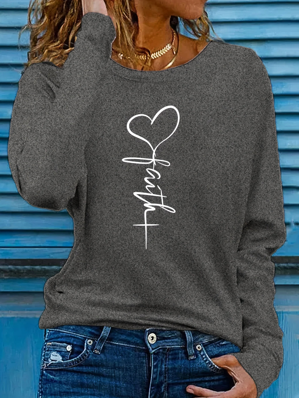 Faith Print Long Sleeve Top