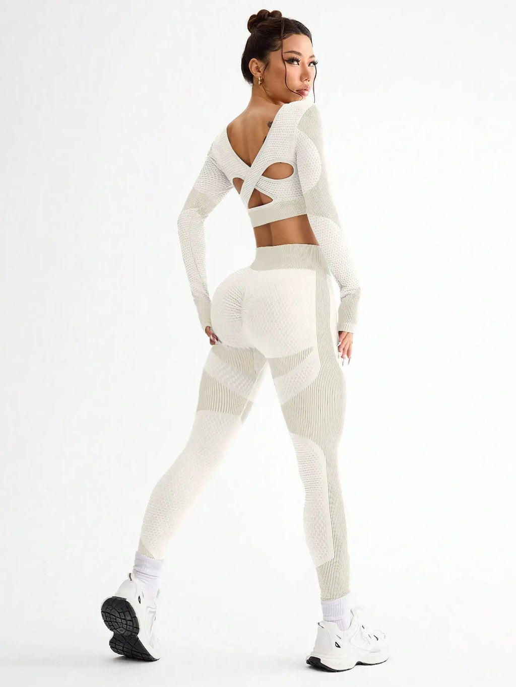 Women's 2-Piece Seamless Sports Set — Long Sleeve Top & High-Waist Leggings