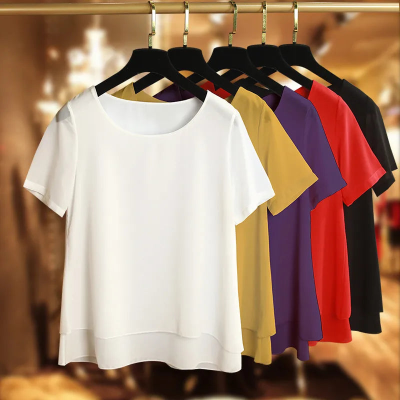 Chiffon Short Sleeve Blouse
