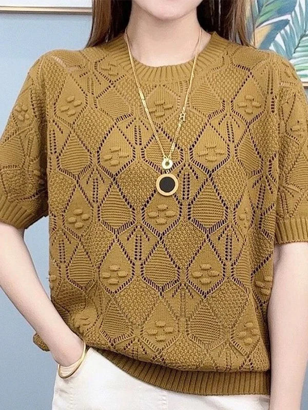 Ice Silk Hollow Knit Top