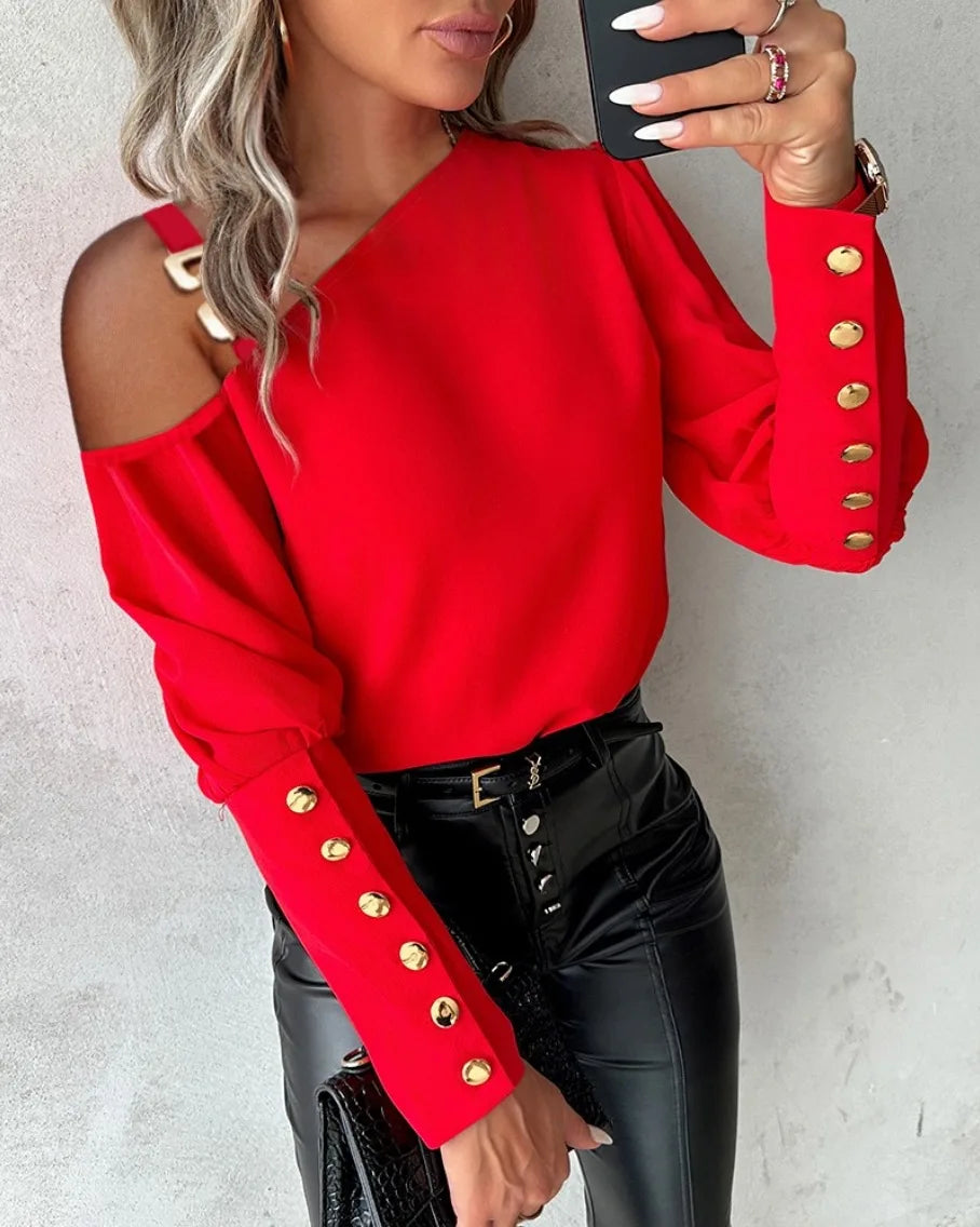 Puff Sleeve Patchwork Blouse