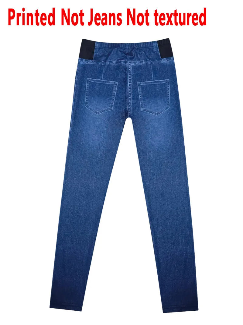 Imitation Denim Printed Leggings – All-Season Stretch Pants