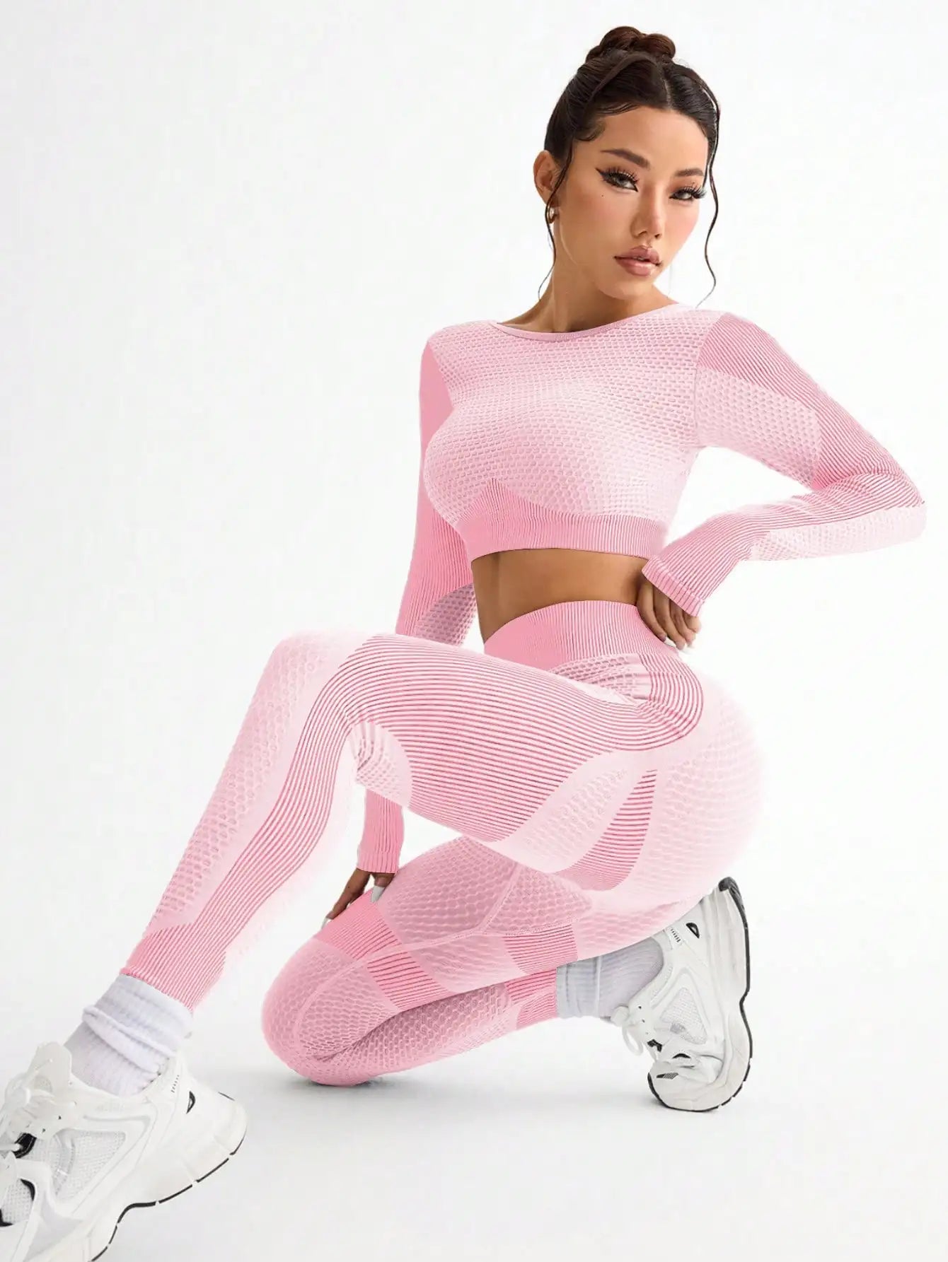 Women's 2-Piece Seamless Sports Set — Long Sleeve Top & High-Waist Leggings