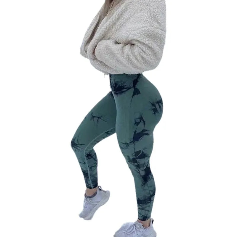 Women's Tie-Dye Seamless Yoga Pants — Peach Butt & High Waist