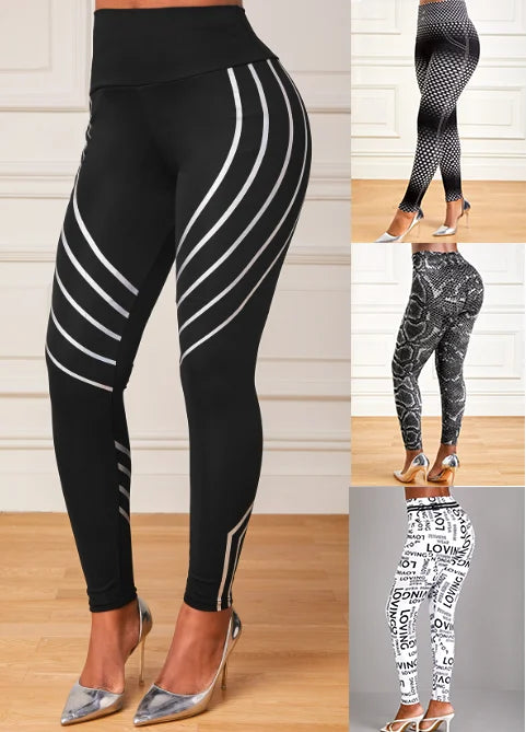 Women's Striped High-Waist Slim Fit Pants