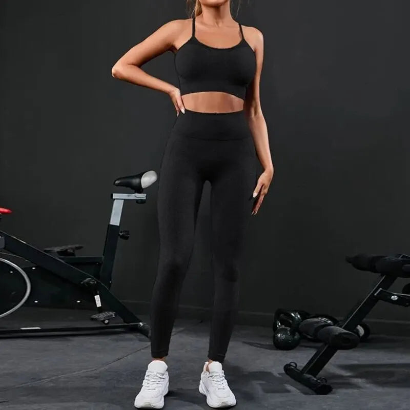 Women's Seamless 2-Piece Yoga Set & High Waist Leggings