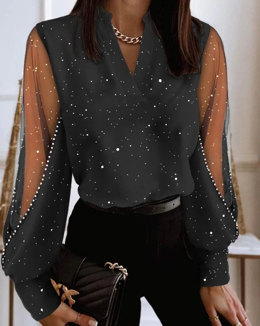 Puff Sleeve Patchwork Blouse