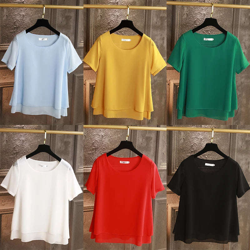 Chiffon Short Sleeve Blouse