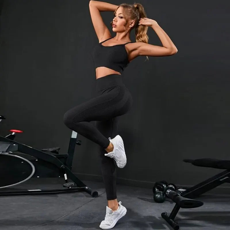Women's Seamless 2-Piece Yoga Set & High Waist Leggings