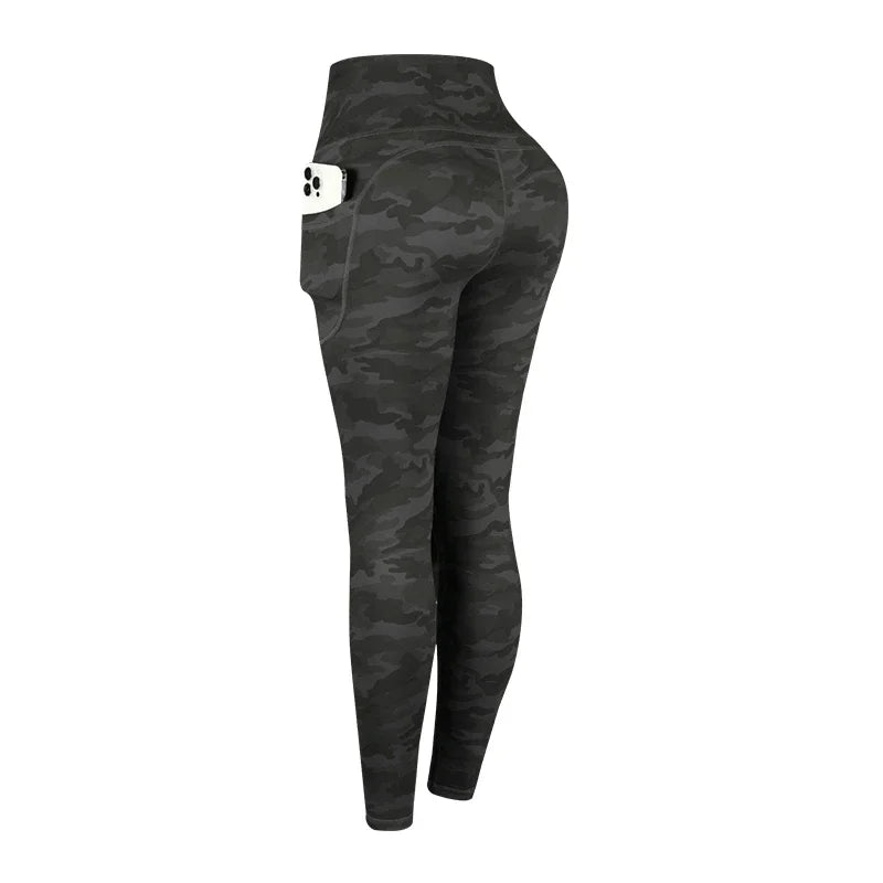 Women's Camouflage High-Waist Leggings with Pockets