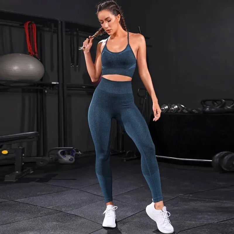 Women's Seamless 2-Piece Yoga Set & High Waist Leggings