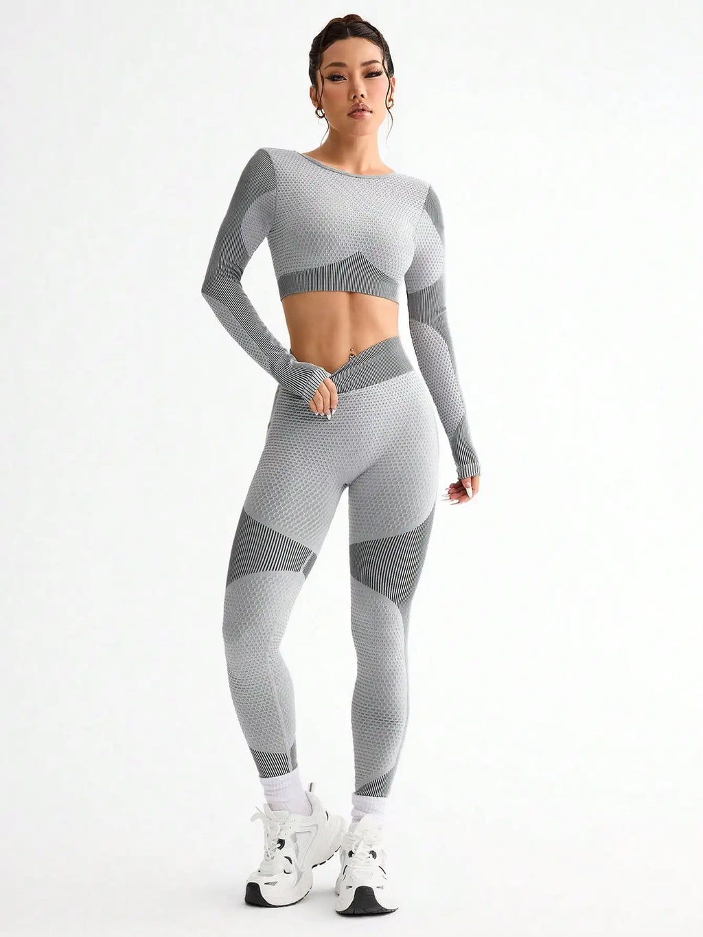 Women's 2-Piece Seamless Sports Set — Long Sleeve Top & High-Waist Leggings