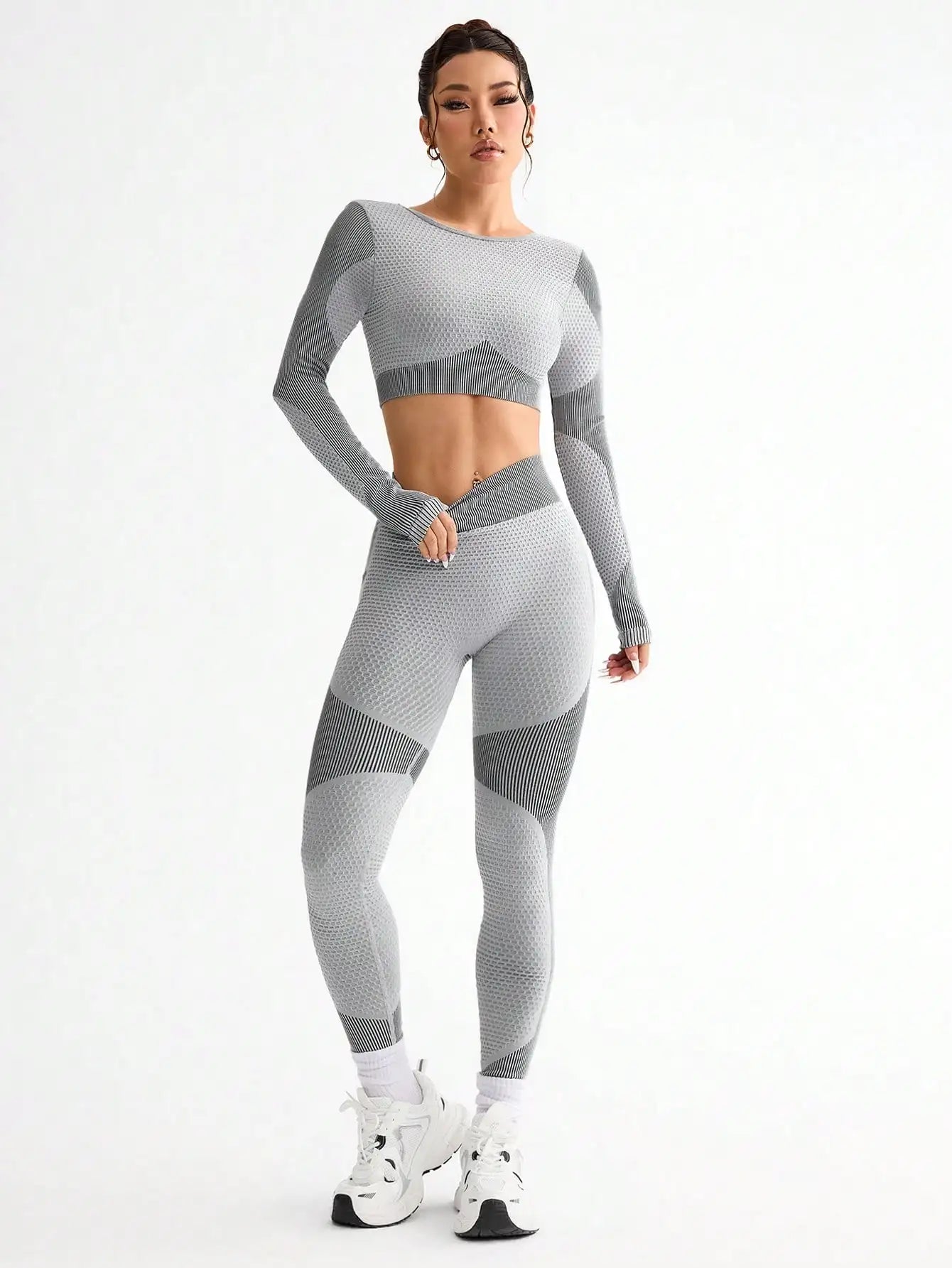 Women's 2-Piece Seamless Sports Set — Long Sleeve Top & High-Waist Leggings