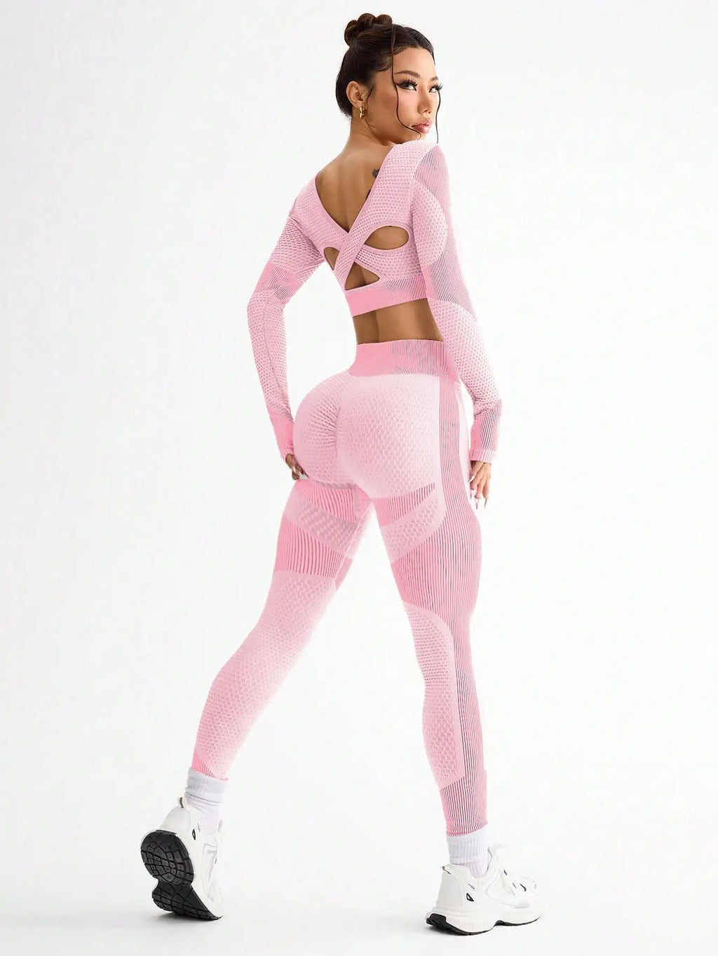 Women's 2-Piece Seamless Sports Set — Long Sleeve Top & High-Waist Leggings