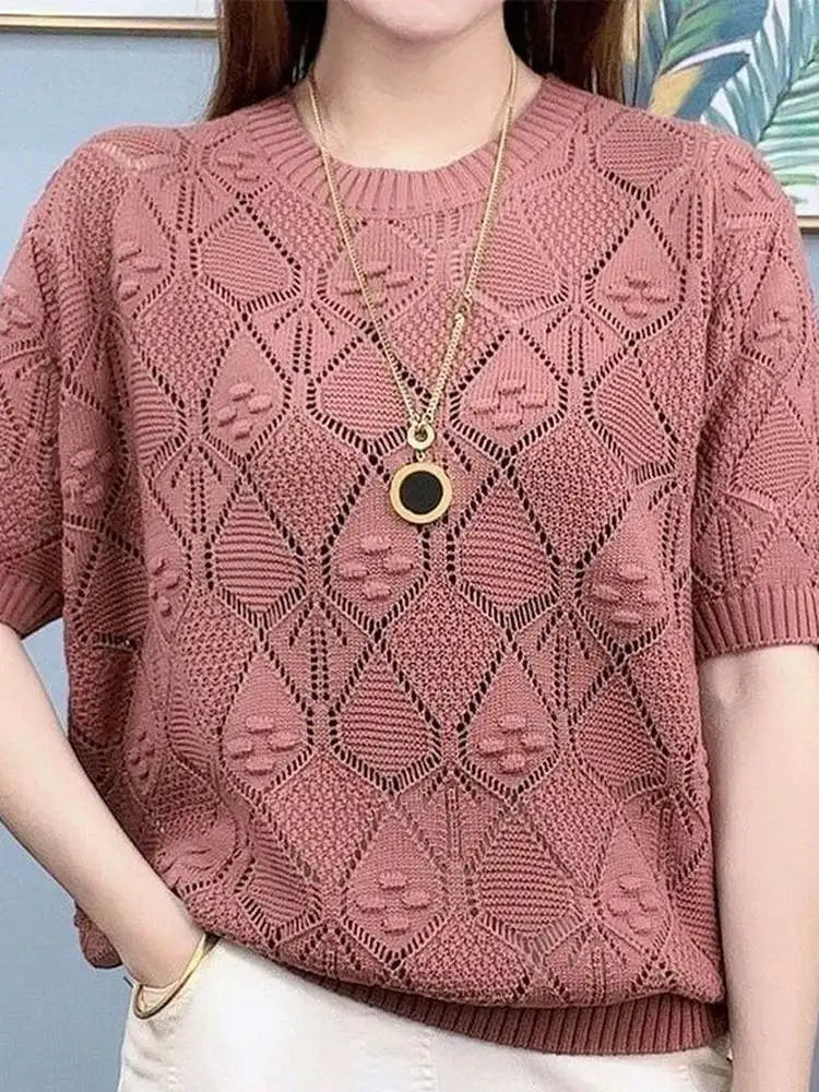 Ice Silk Hollow Knit Top