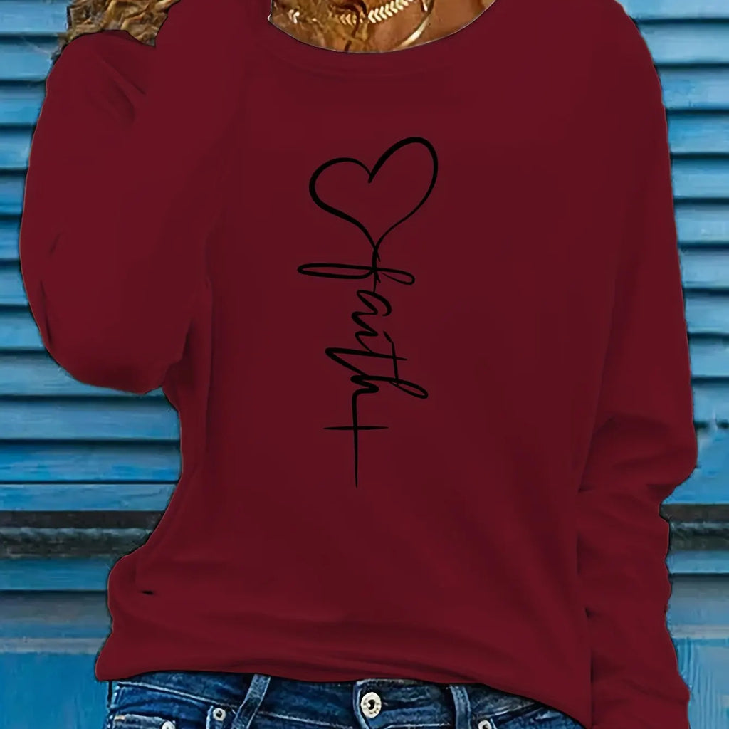 Faith Print Long Sleeve Top