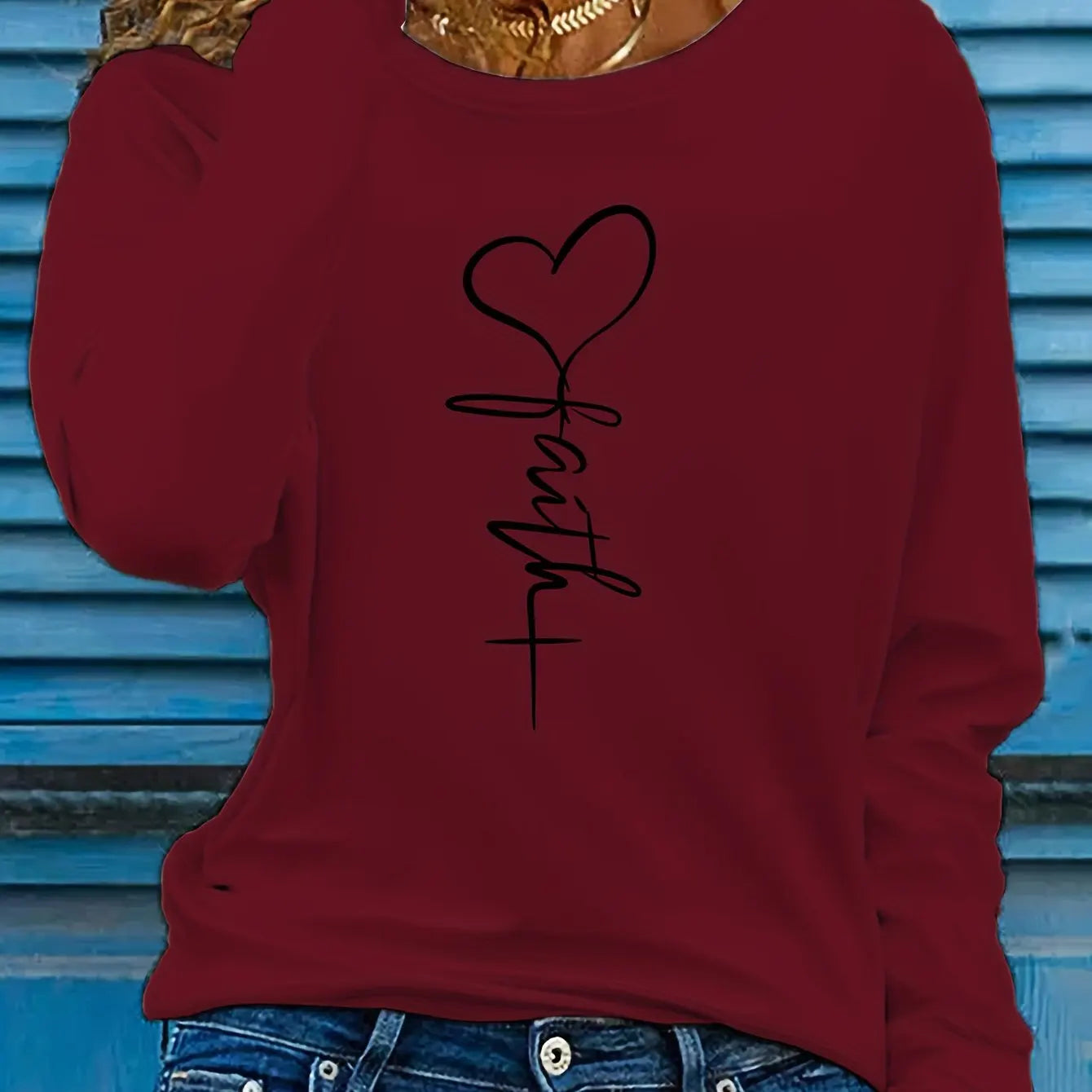 Faith Print Long Sleeve Top